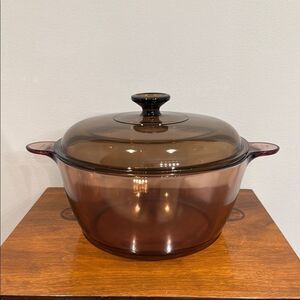 Vintage Vision Corning ware Glass Cookware with Lid - Brown